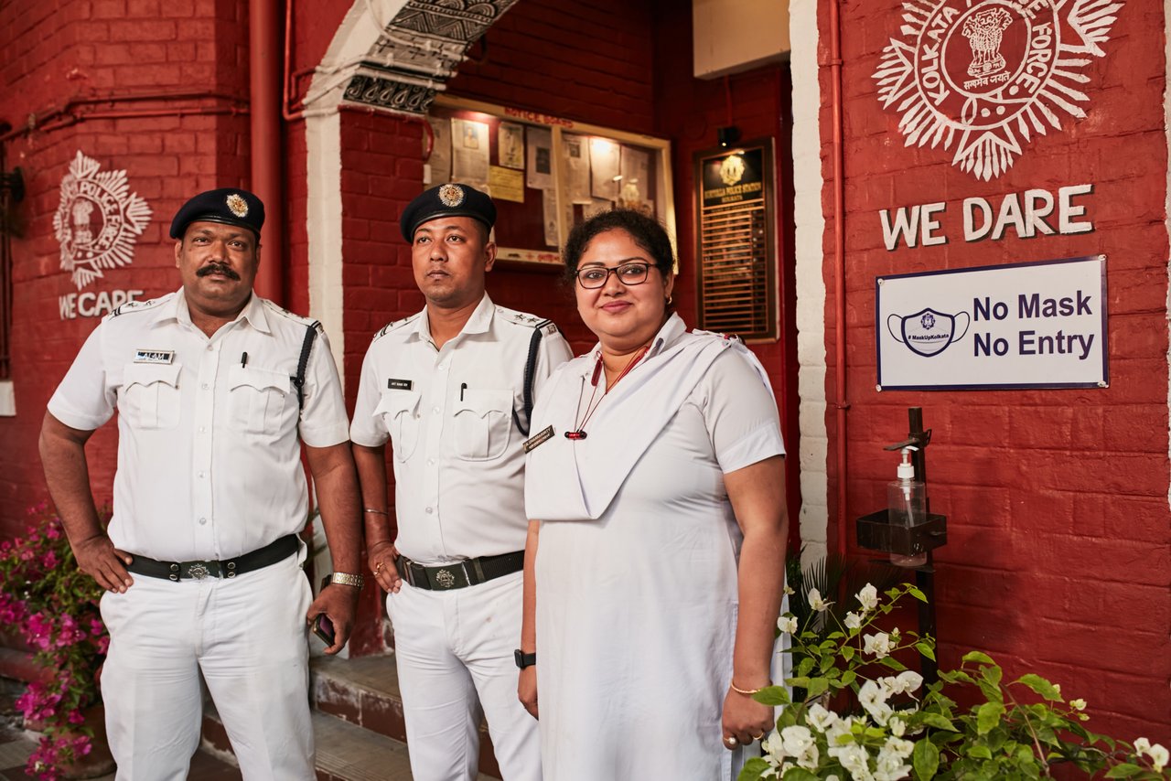 Police Officials at Burtolla Police Station jpg 202207 KOL Police Station Renovation Approved for Full Use